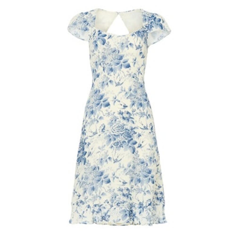 Reformation Rosi Dress Keyhole Back Blue Floral 8